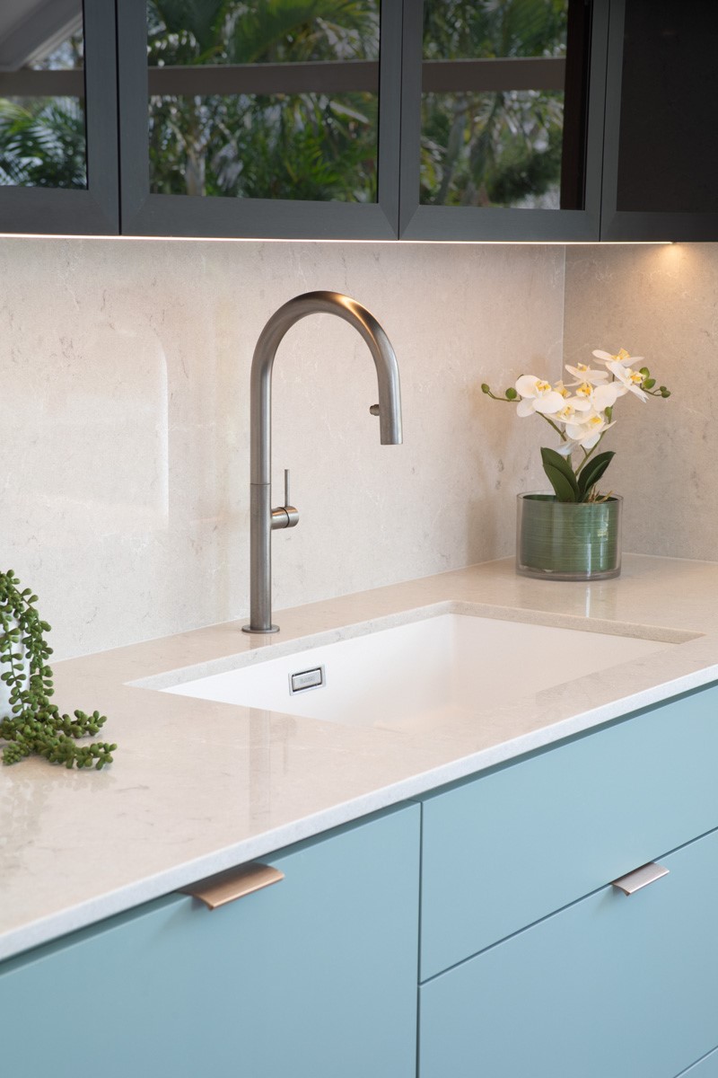 kitchen sink with a white countertop